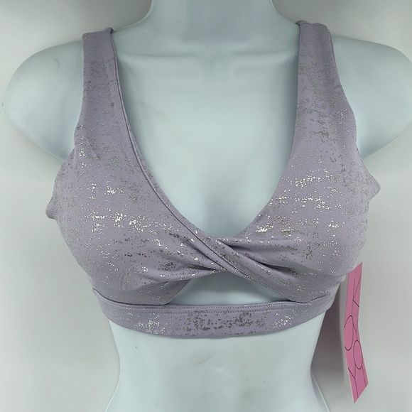 Kyoyo lilac silver twist front sports bra yoga bralette NEW small - Picture 4 of 11
